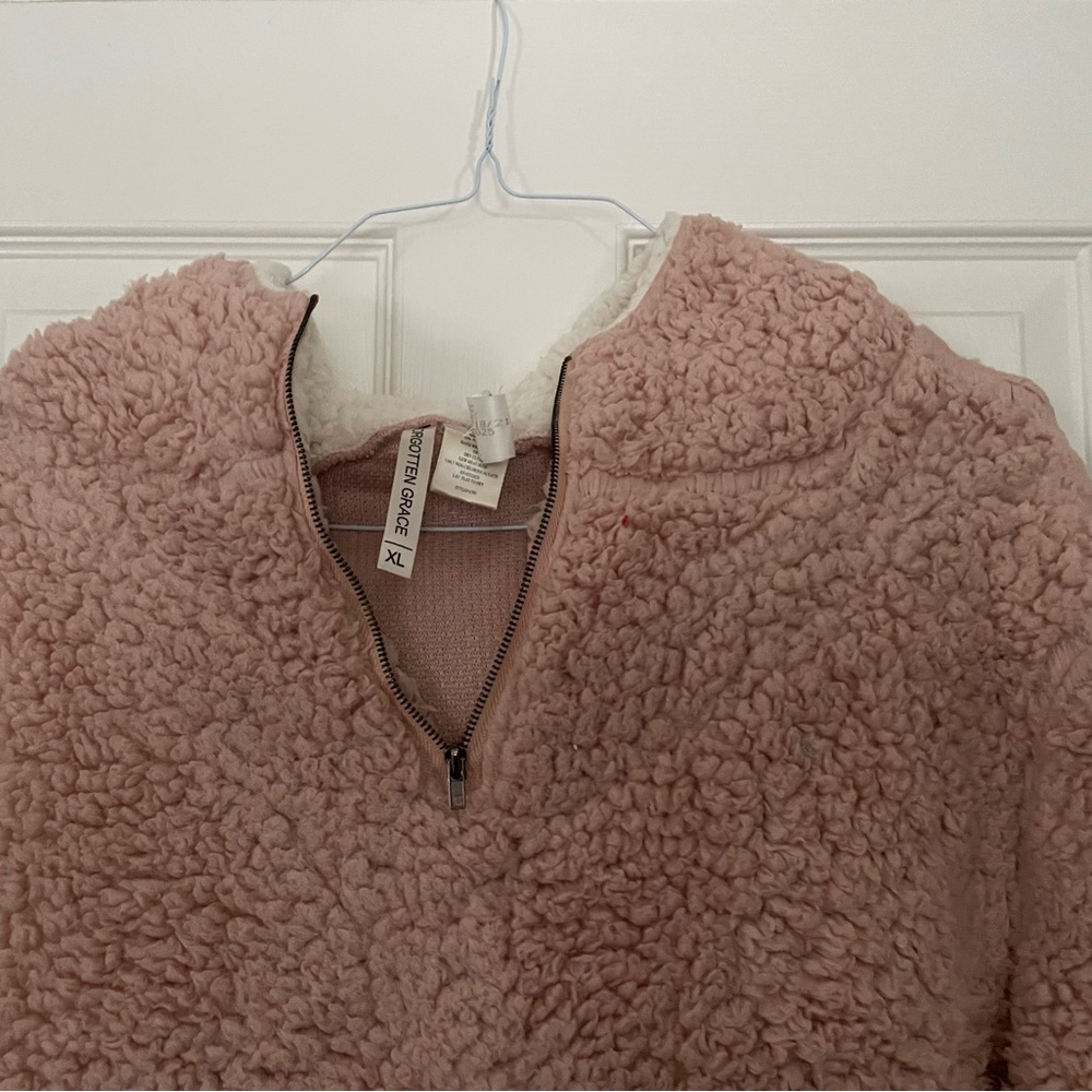 Blush Teddy Bear Half-Zip Pullover - image 1